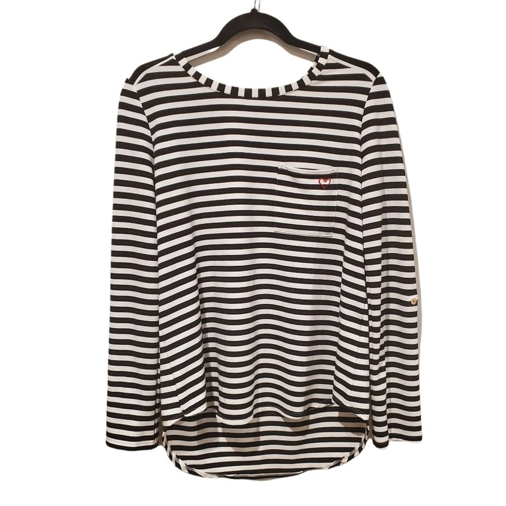 Jane & Delancey Striped Long Sleeve Roll Tab Tee
